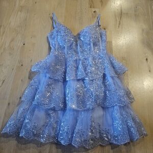 Blue Layered Sequin Dress